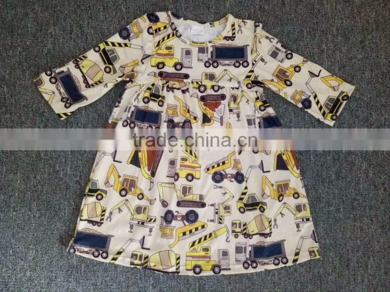 2017 hot sale cartoon printed fashion children girl dress