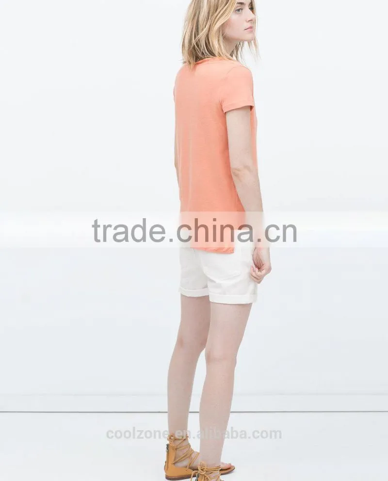 New style short sleeve round neck combined hem stringer tank top wholesale