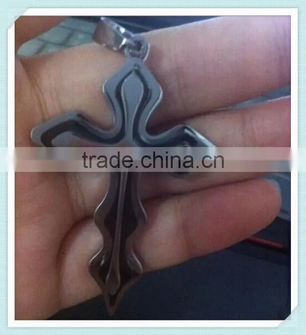 Necklace pendants Men's Silver Blue Stainless Steel Cross Pendant W/ Free Chain Necklace