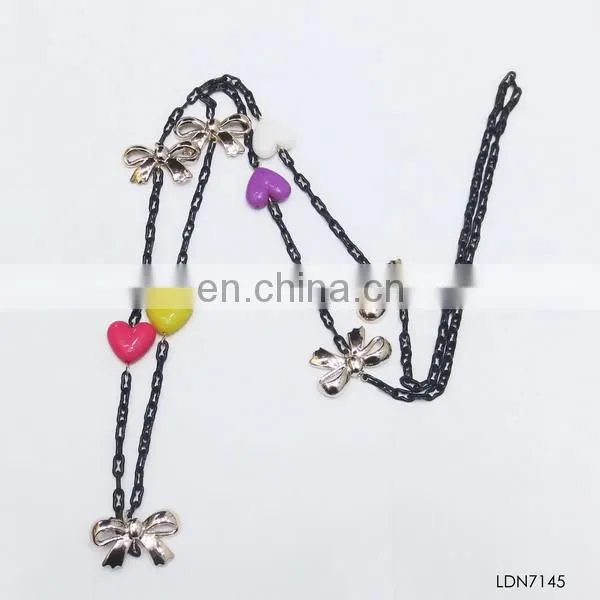 2014 Fahionable double level delicate enamel dainty sweet heart necklace