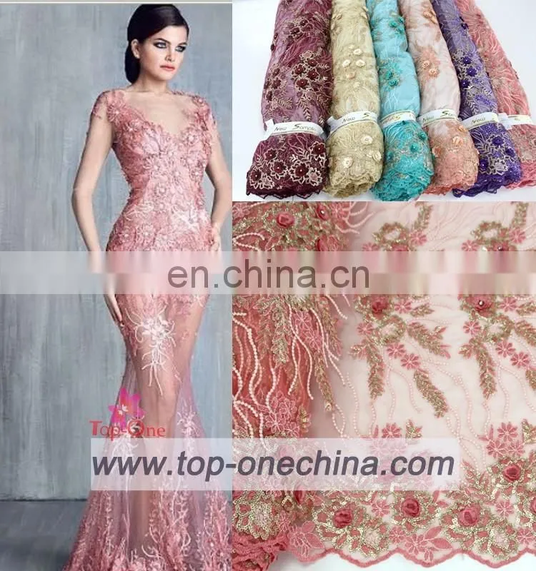 Textile China supplier fabric wedding african embroidery lace fabric handwork french lace fabric