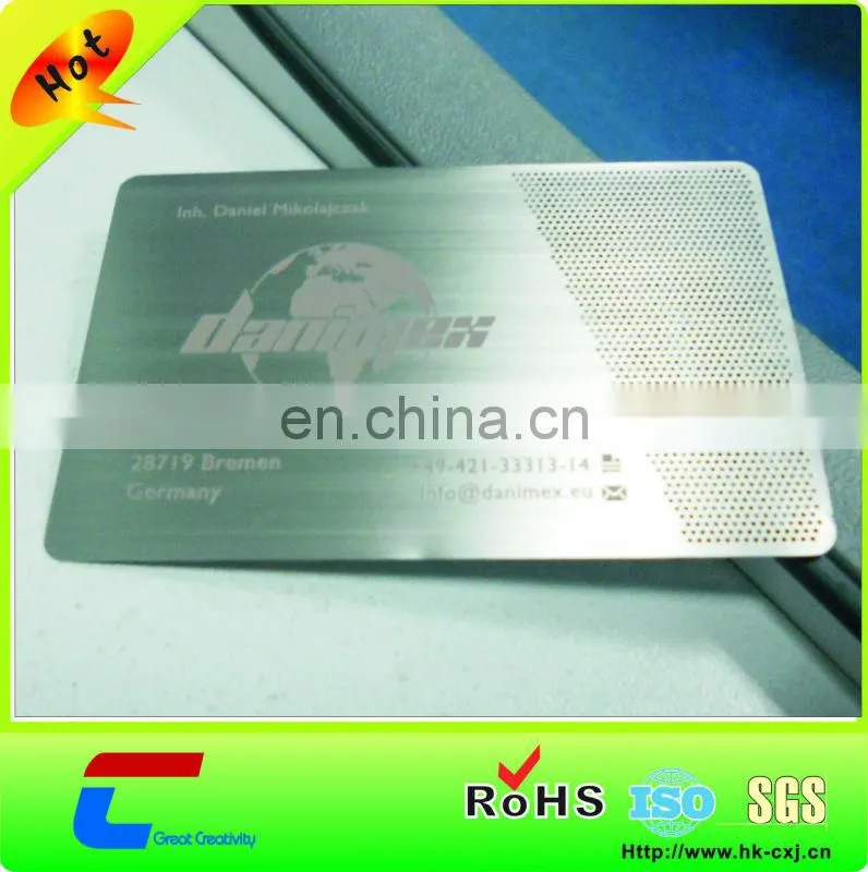 glossy mirror effect color printing stainless steel metal invitation card