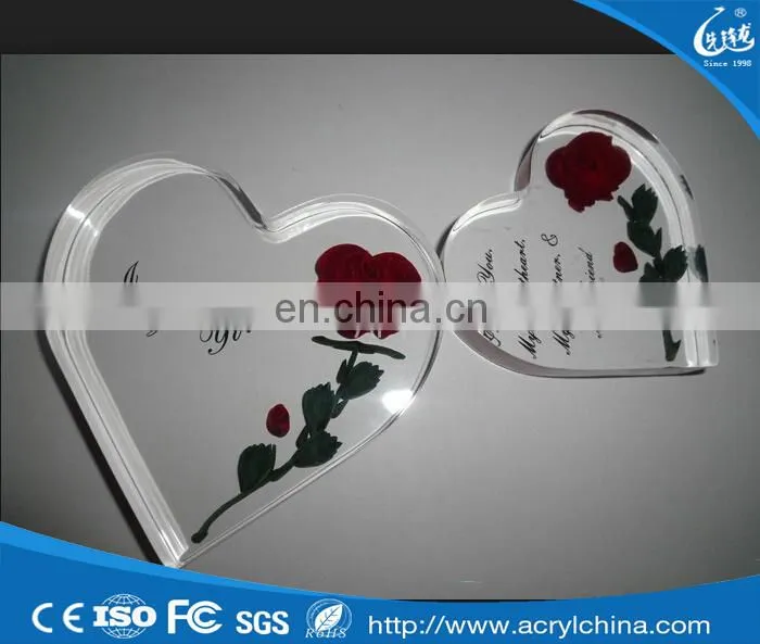 Heart Shaped Love Gift Acrylic Block Acrylic Frame Block For Souvenir