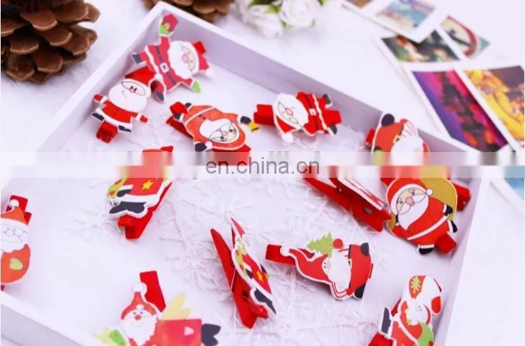 Card Photo Chrismas Clothespin Pegs Mini Wooden Clip