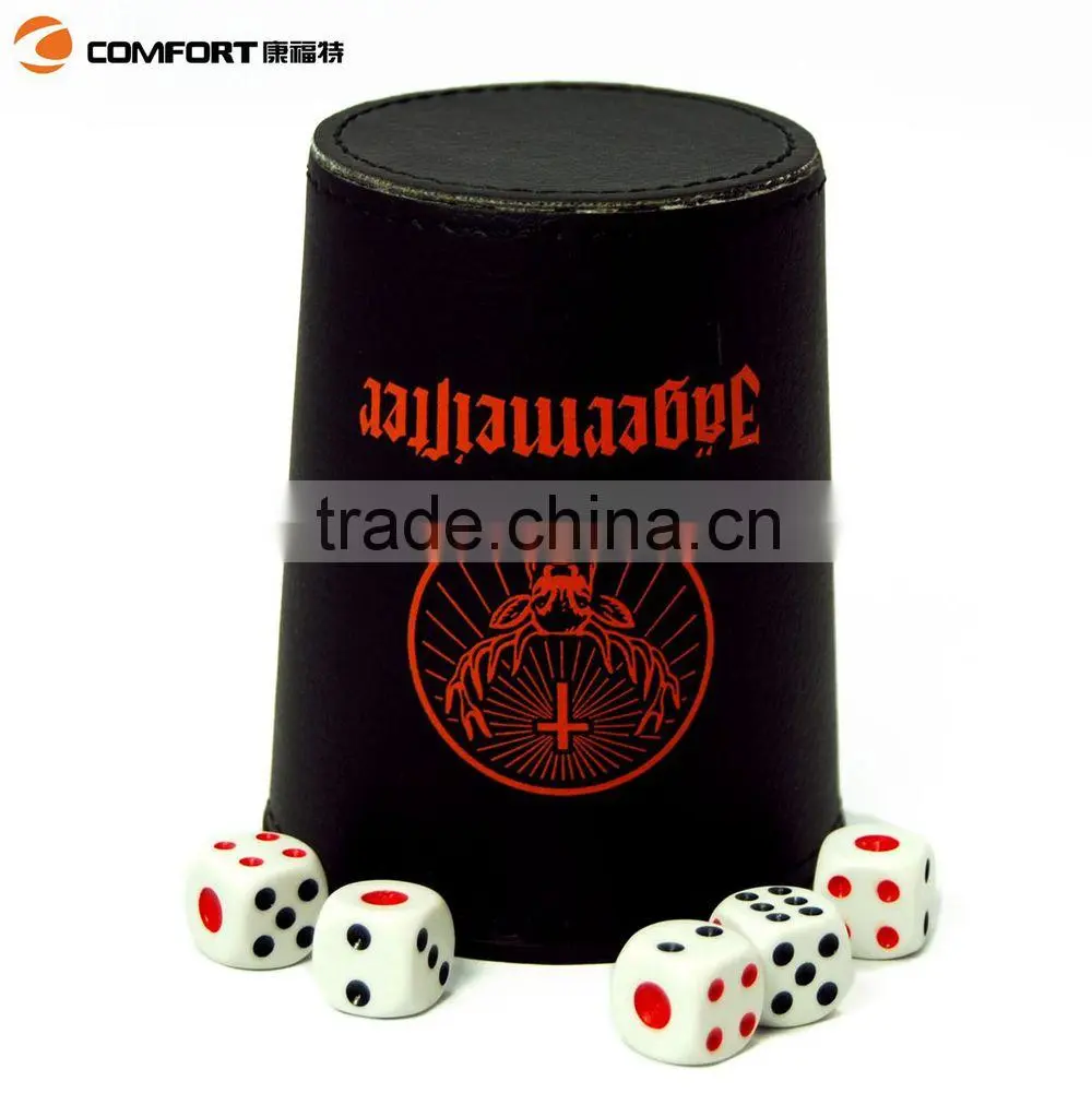 high luxury durable round leather dice cup