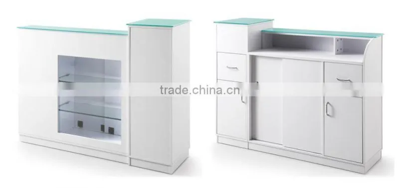 small size modern rectangle shape white reception desk