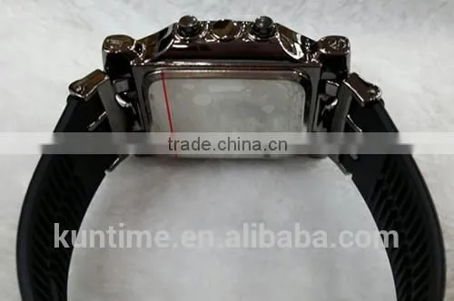 Hot New Products For 2014 Men's LED Lattice Display Black Rubber Band Wrist Watch