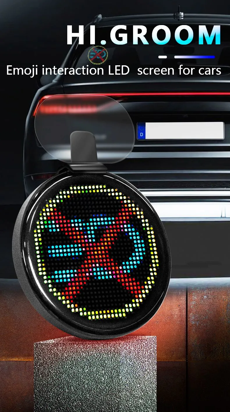 Customizable LED Display Car Rear Windshield Light Funny Car Accessories with Finger Light 5V Condition New App LED Car Sign