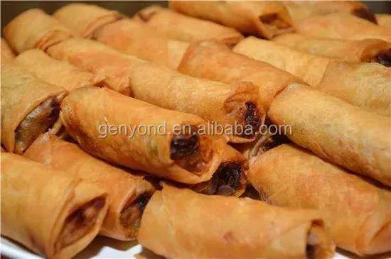 Factory Price Chinese Automatic Spring Roll Pastry Sheet Forming Baking Stuffing Wrapping Making Machine Production Line