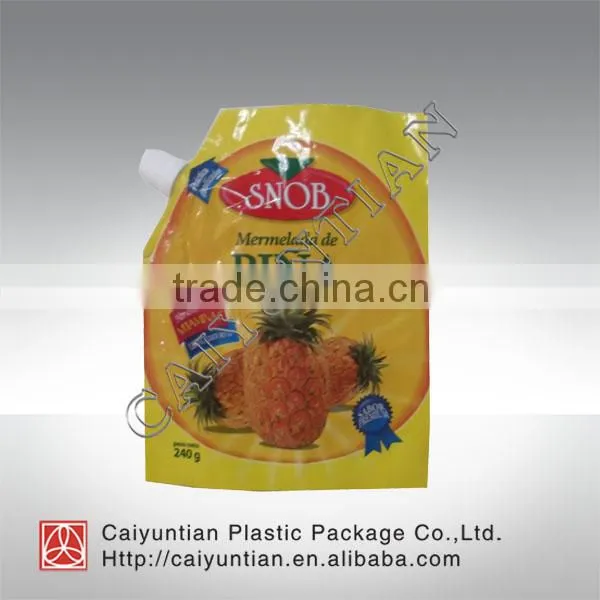 Aluminum foil standing liquid fruit juice packaging bag/ spout pouch for fruit juice