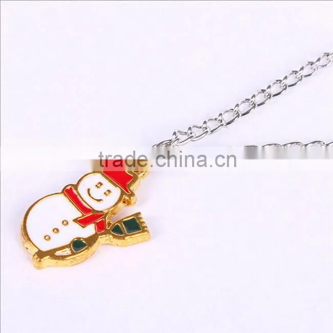 Zinc alloy Christmas Stockings snowman bell necklace