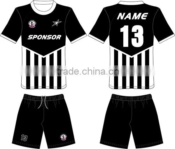 2015 new style Custom sublimation high quality black green soccer jersey wholesale
