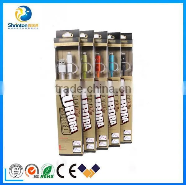High quality Remax 2 in 1 usb cable with led light usb cable for iphone and android device