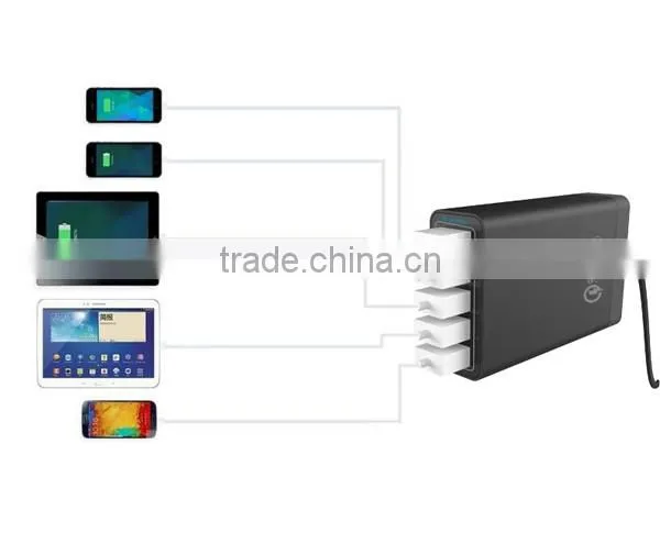 UL certified 40w 5v 8a 5port Quick charging USB travel charger for smartphone with QC 2.0 technology