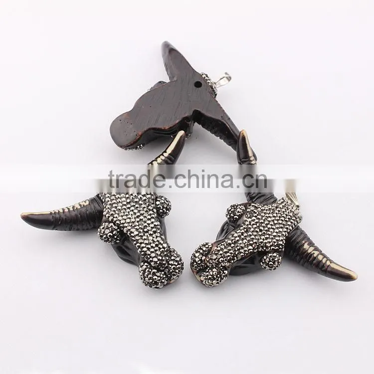 JF6882 Fashion crystal pave freefrom turquoise slab slice pendants