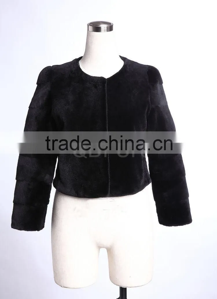 QD29222 Outerwear Wholesale/retail Short Style Real Piece Rex Rabbit Fur Women Jacket