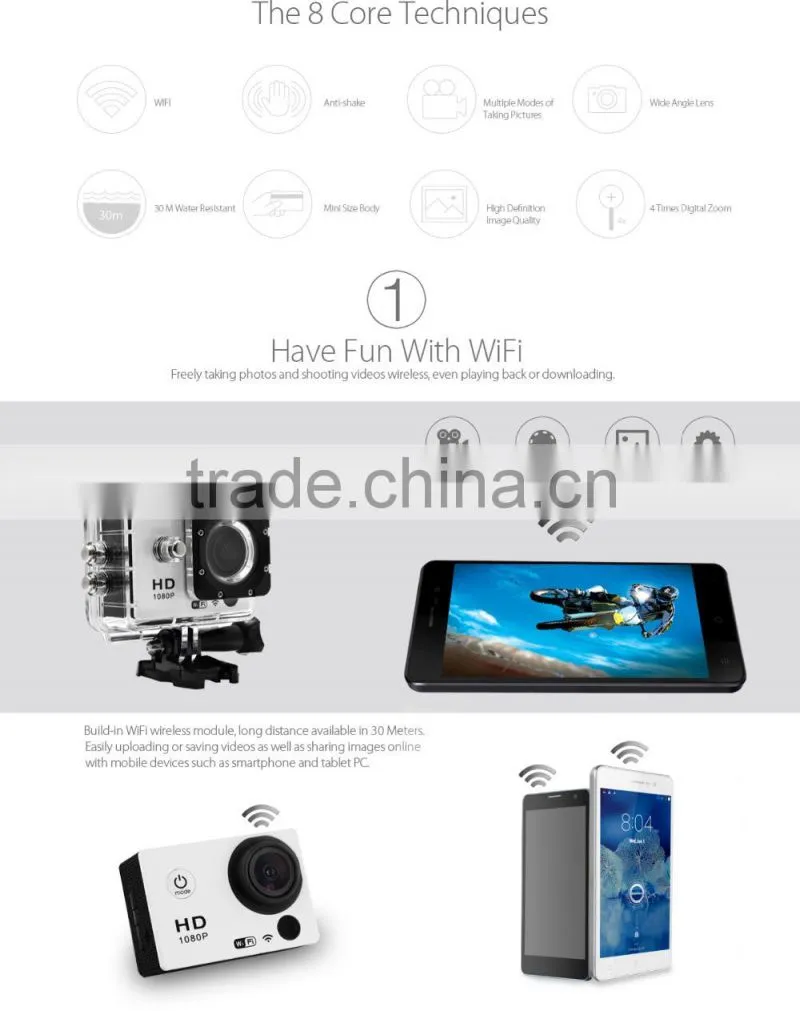 High quality wifi action cam Novatek 96655 4K action camera with factory price