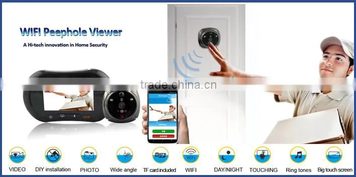 Support Android / iOS app peephole door wifi camera