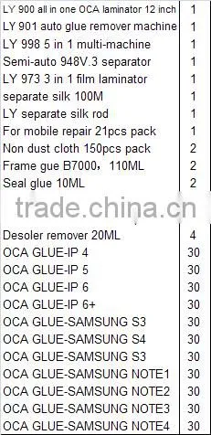 Best lcd separator pack S OCA for all mobiles screen repair oca lamination machine