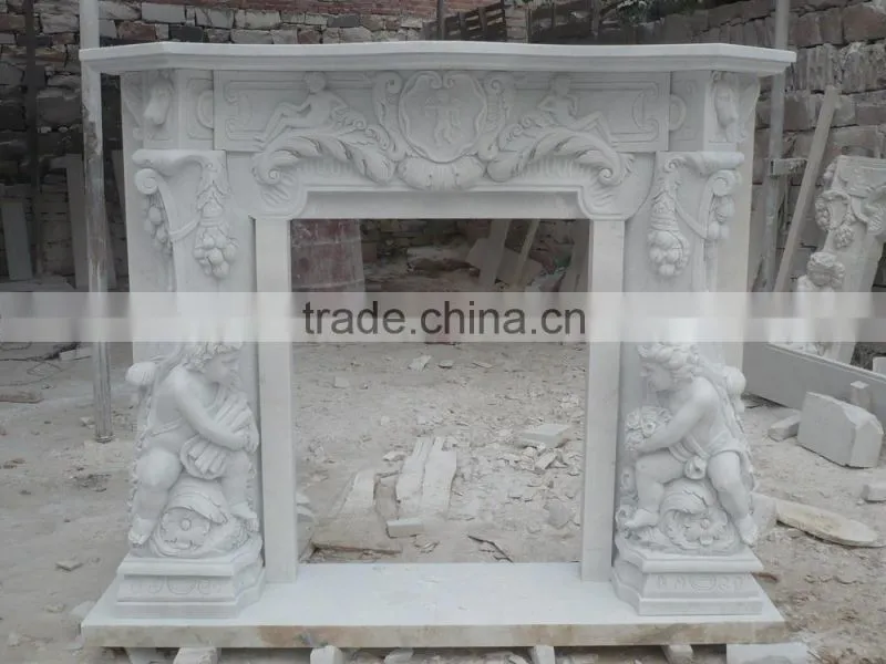 fireplace decoration with boy statue