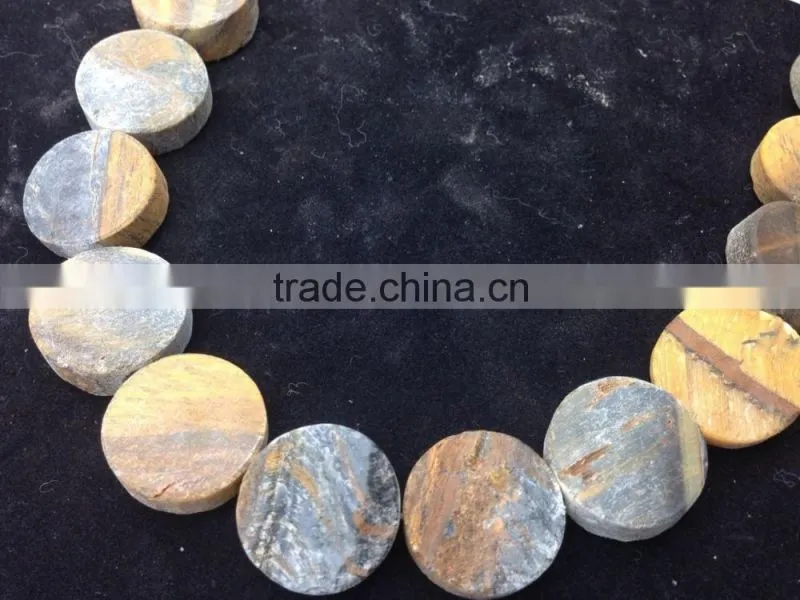 NO PS!!Wholesale Rough Tigereye Flat Coin Semi Precious Beads For Jewellery