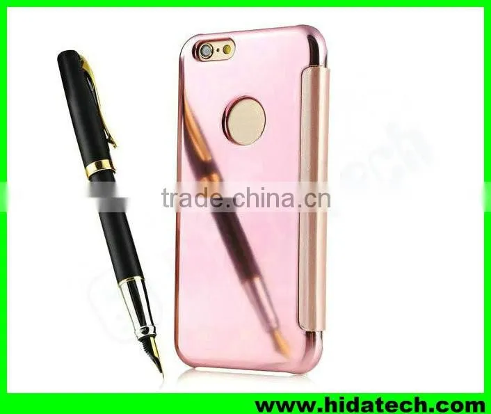 Hot selling smart visible flip leather phone case for iPhone6 6s leather pouch