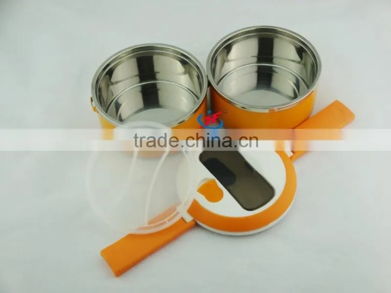 personalized food grade stainless steel lunch box 3 bowls container