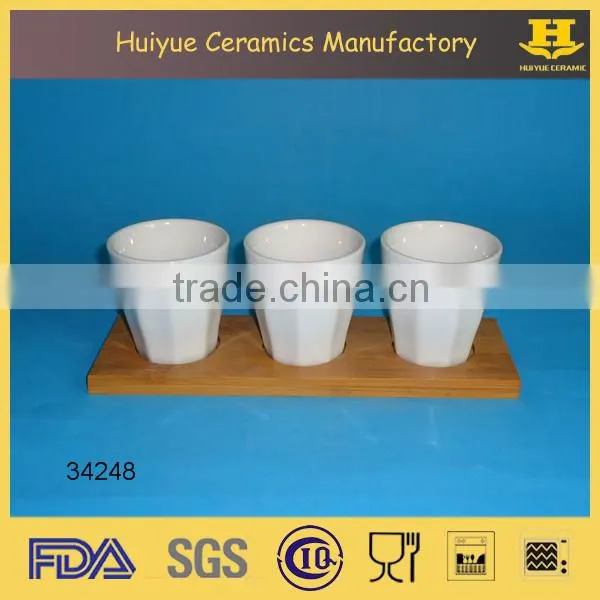 Coffee mug with bamboo base, coffee ceramic set