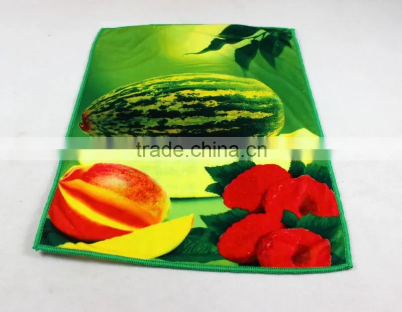 40x60cm 60g microfiber custom tea towel printing with fruit and flower
