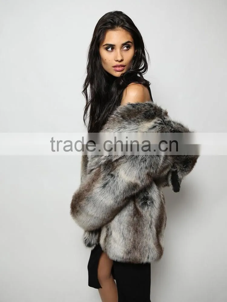 new arrival latest coat design for women wear vintage wolf faux fur coat