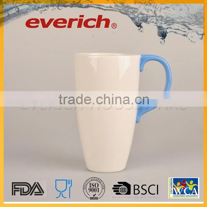 Reusable White Plain Ceramic Mug With Lid