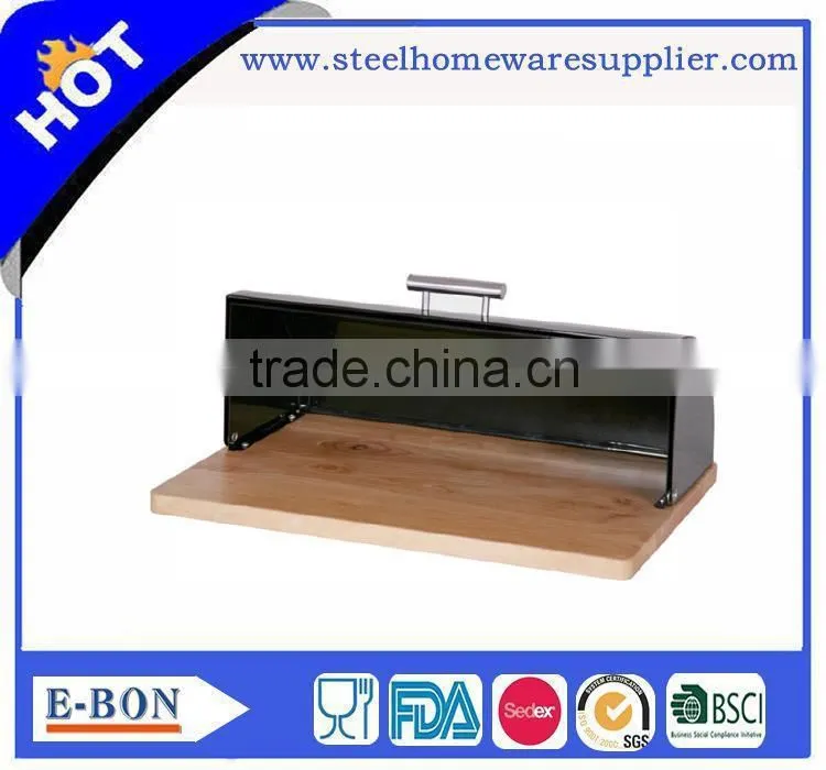 Finely processed stainless black steel bread bin