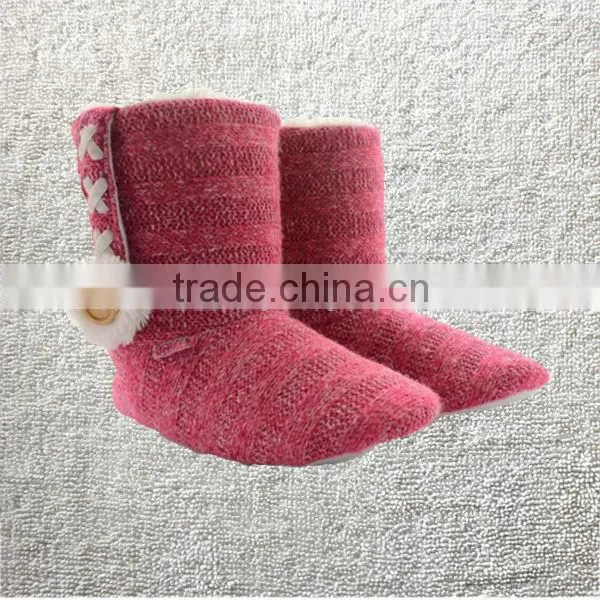 Premium quality knitted women indoor soft sole boots cable knit boots