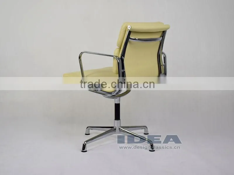 Replica Charles Low Back Soft Pad Meeting Chair - Cream White Color Genuine Leather