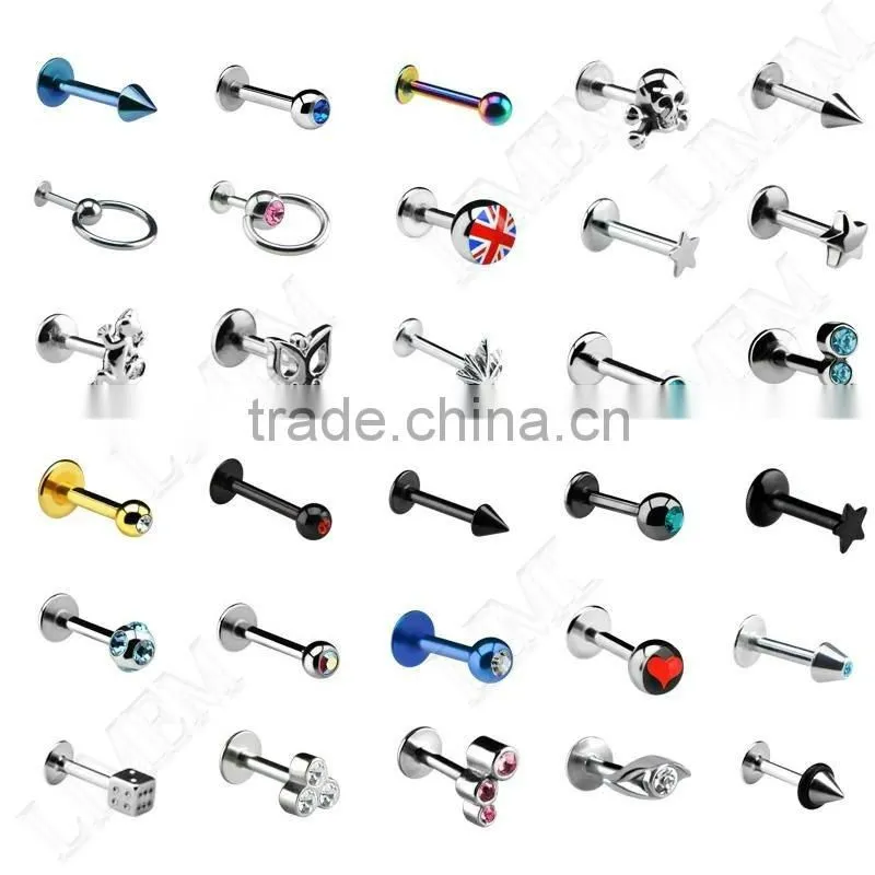 Mixed Color stone BIOPLASTIC MONROE / LIP STUD / TRAGUS / LABRET Ring Ear stud Ear piercing Jewelry
