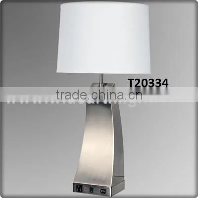 UL Listed Modern Bedroom Bedside Glass Shade Adjustable Desk Lamp With On Off Switch Power Outlet Hotel Desk Lamps Light T50070