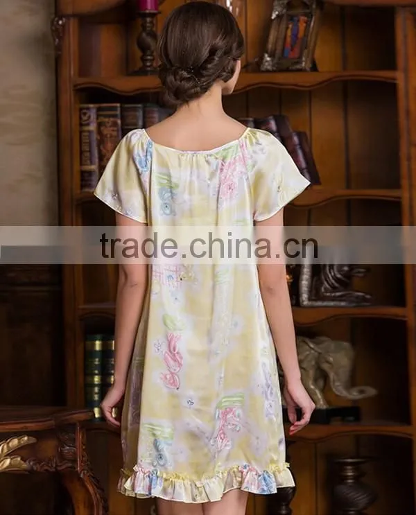 high quality luxury women 100% pure silk sleepwear china