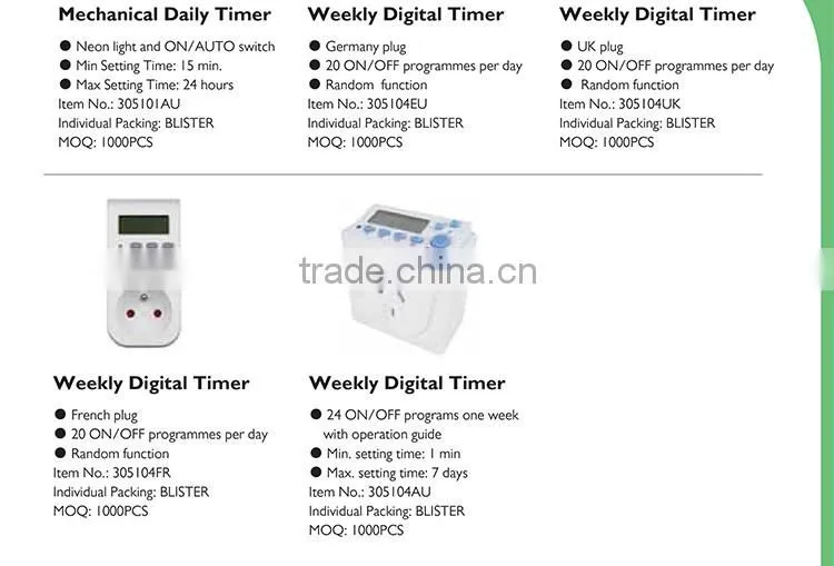 Multifunctional 7-day Weekly Programmable Grounded Digital Electronic Timer Switch