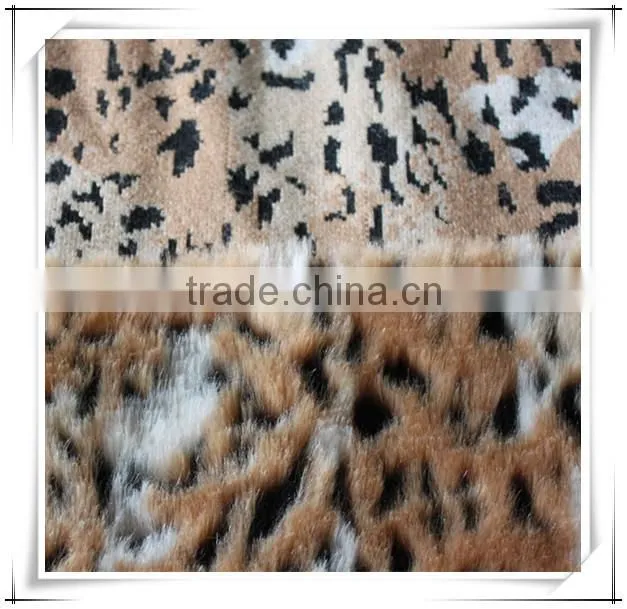 Fake jaguar fur fabric, jacquard weave faux fur fabric