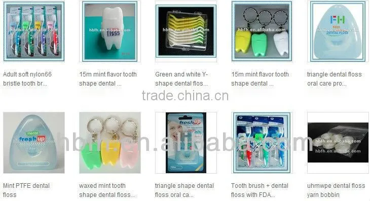 Adult soft nylon bristle tooth brush with dental floss