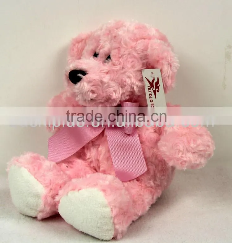 Luckiplus Hot Sale First Class Pink Bear With Pink Bowknot Safe Technology Toy For Kids