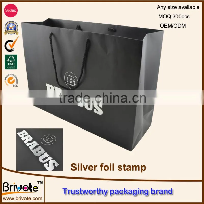 orange color paper bag/hot stamping paper bag/bitumen kraft paper bag