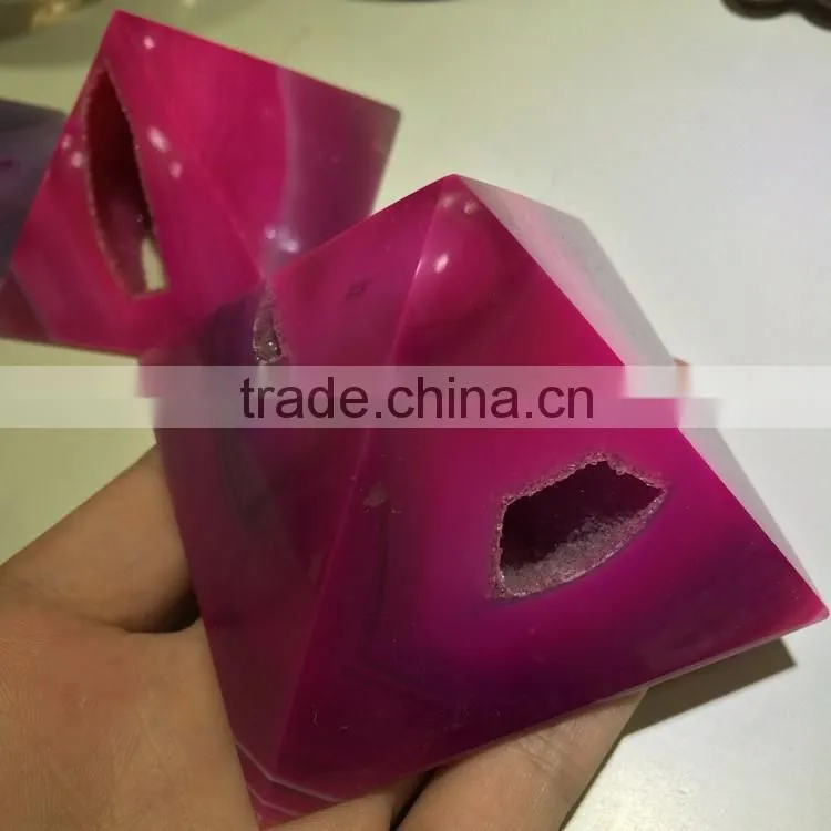 New Natural Rock Agate Crystal Geodes Pyramid For Home Decor