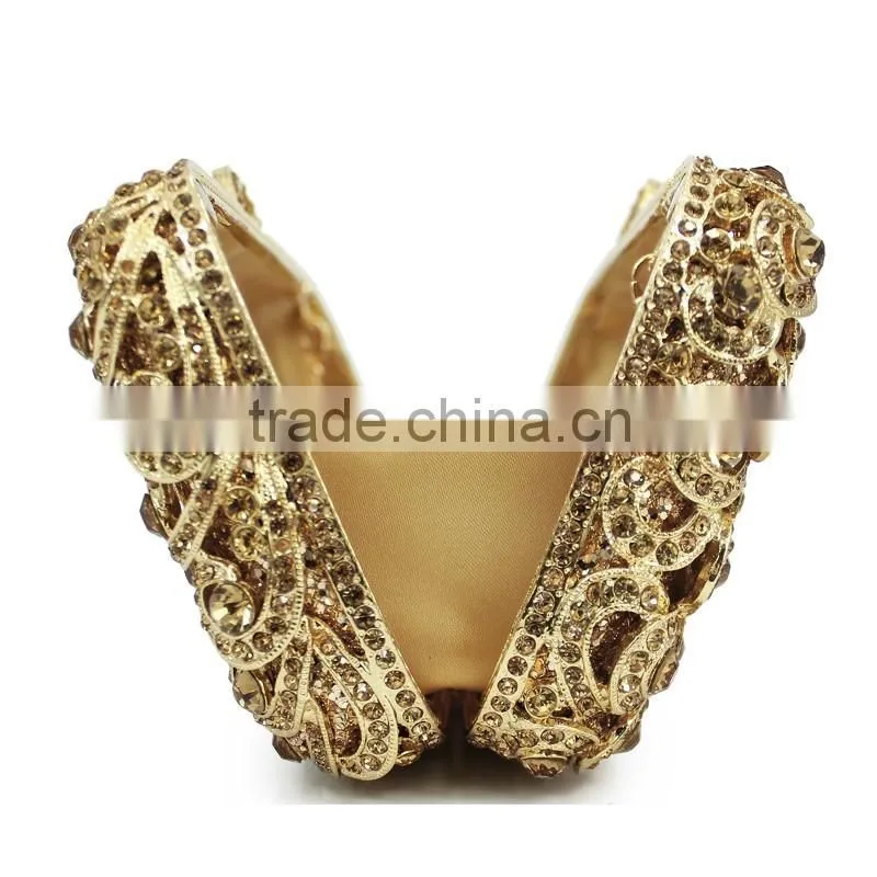 gold crystal rhinestone elegant wedding diamante ladies clutch evening bag (88161A-GG)