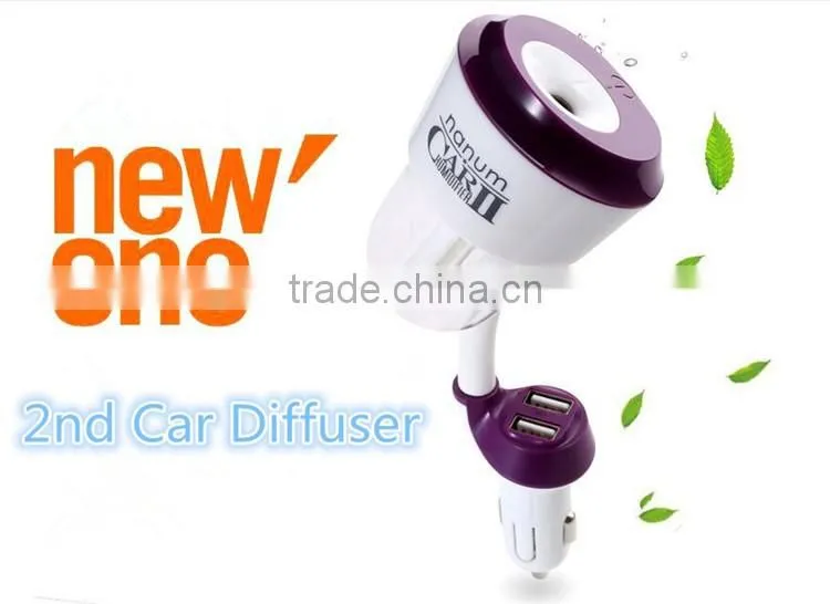 Latest second generation car aroma humidifier cool ultrasonic nanum car air diffuser