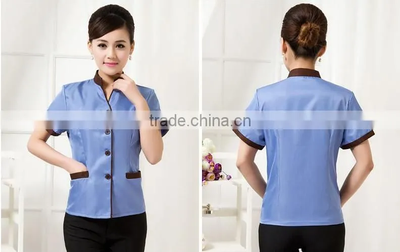 Cleaning service hotels overalls short-sleeved summer clothing cleaning staff cleaning rooms restaurant uniforms 100% polyester