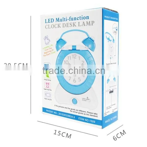 High quality 2016 wholesale LED Desk Lamp with Alarm Clock Modern Bedroom/Living room LED night Light with clock