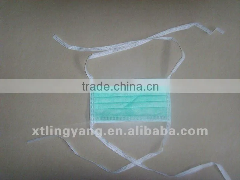 Disposable non-woven 3-ply surgical face mask with tie on