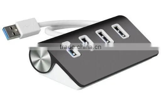 Hot Selling 4 port aluminum usb por hub, 4 port usb 3.0 hub with 30" cable