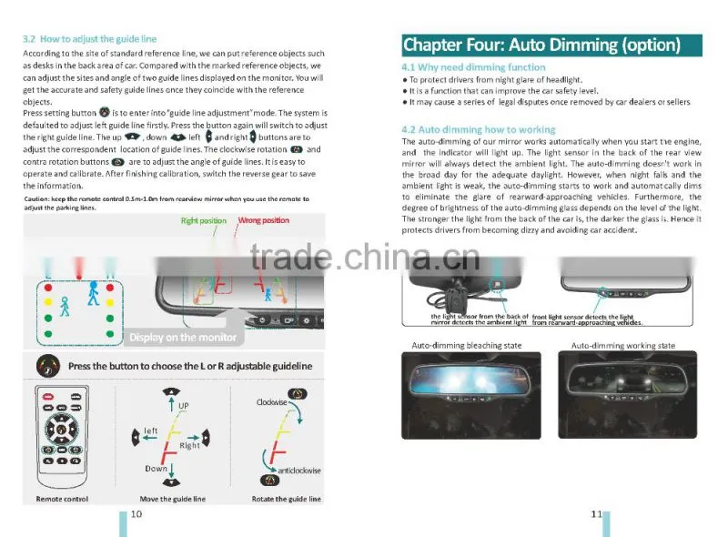 Car Multiple Display Mirror Monitor Dual 4.3 Inches LCD Screen Rearview Car Mirror with Camera